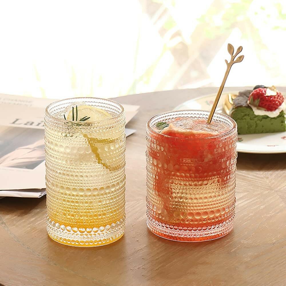 Bandesun Romantic Hobnail Highball Glasses Set of 6 12oz Vintage Clear