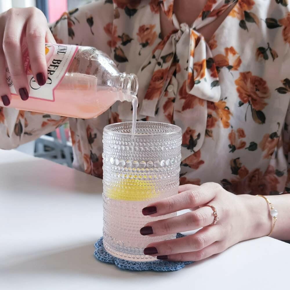 Bandesun Romantic Hobnail Highball Glasses Set of 6 12oz Vintage Clear