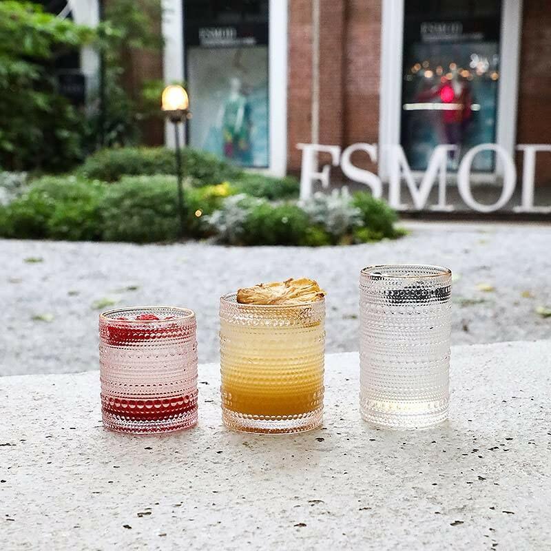 Bandesun Romantic Hobnail Highball Glasses Set of 6 12oz Vintage Clear