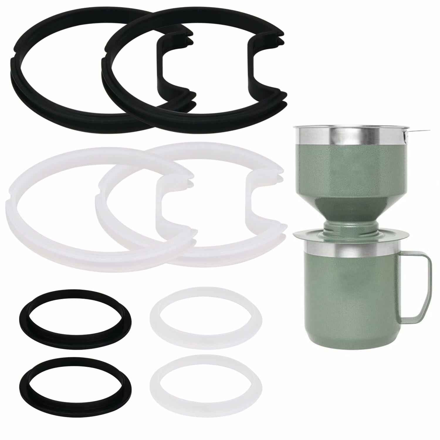 Generic Stanley Camp Mug Lid Gasket Rubber Seal Replacement 8pcs Black White