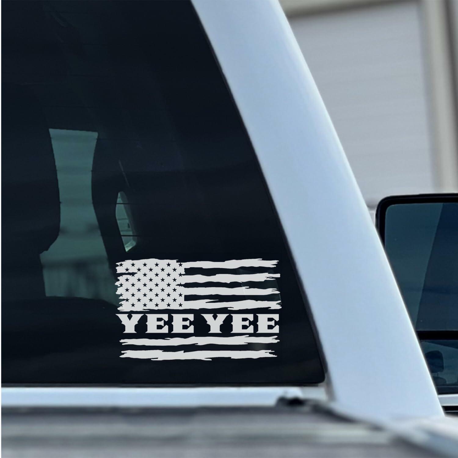 Yee Yee American Flag Vinyl Decal Patriotic Sticker 6x3in Patriot