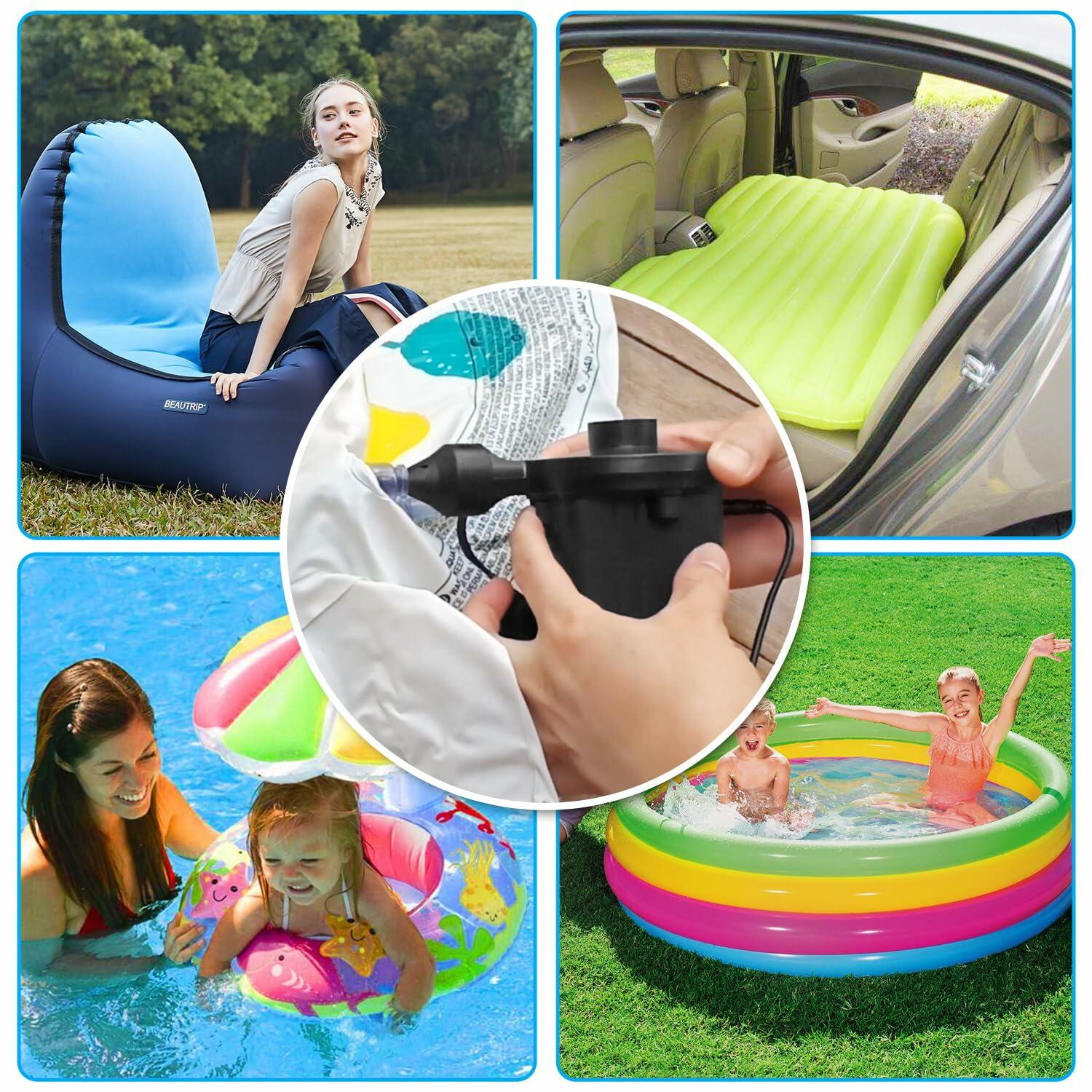 Newpol Inflatable Bed Pump Electric Air Pump 100GPM AC110-240V DC12V Black