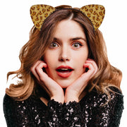 IGMaryBox Cat Ears Headband Black Velvet Leopard Print Animal Hairband