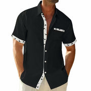 TRFIC Men's Casual Short Sleeve Button Down Shirt Black