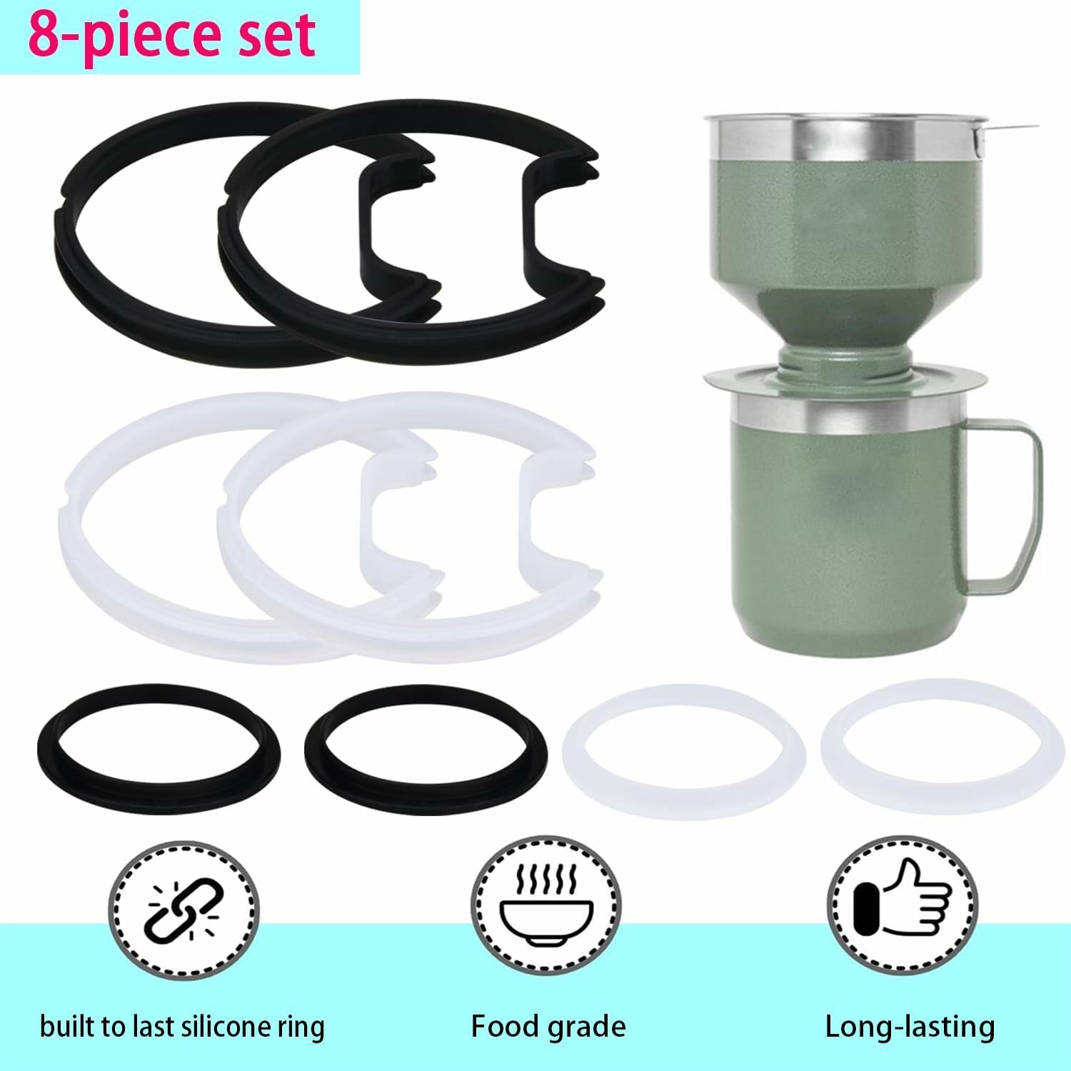 Generic Stanley Camp Mug Lid Gasket Rubber Seal Replacement 8pcs Black White