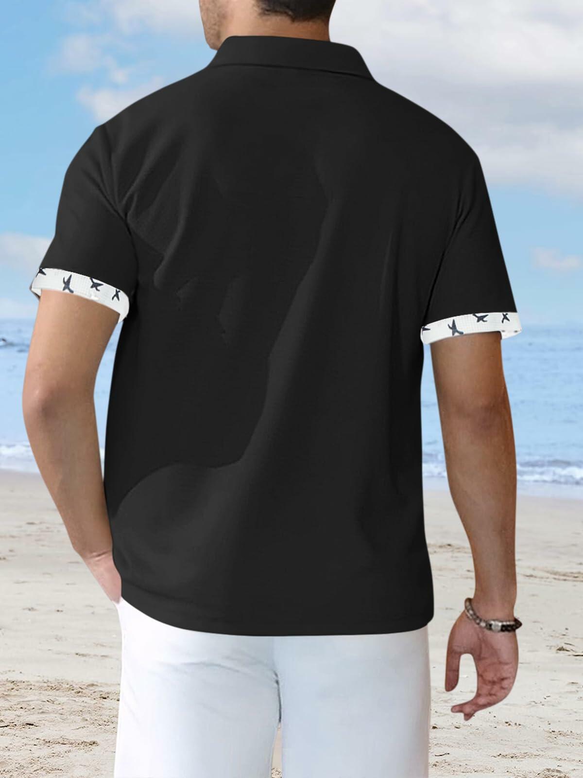 TRFIC Men's Casual Short Sleeve Button Down Shirt Black