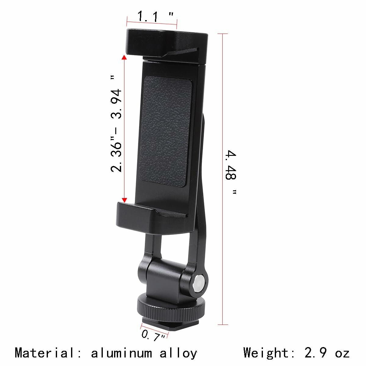 Leenconghui Aluminium Alloy Phone Tripod Mount Universal 2 Cold Shoe Black