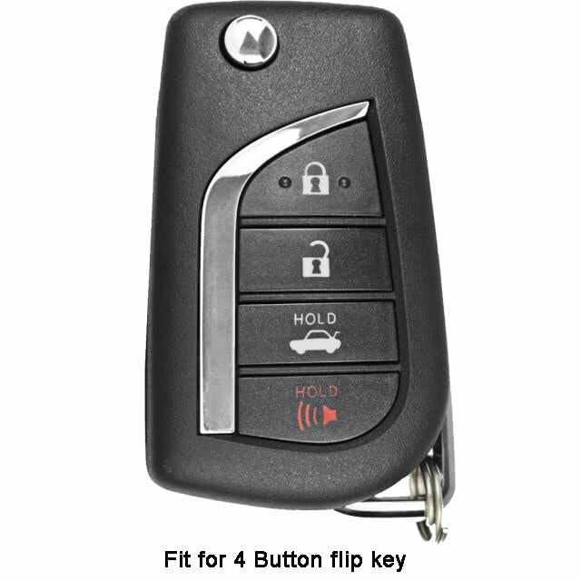 vicover 2Pcs Black Silicone 4-Button Flip Key Fob Case for Toyota Corolla Camry