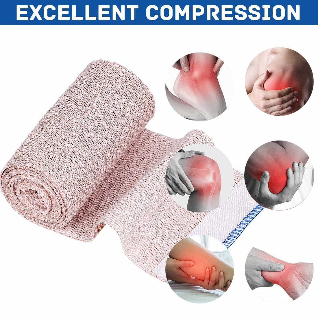 YSYONM Elastic Bandage Wrap 6 Pack 4 Inch Latex Free Compression Self-Closing