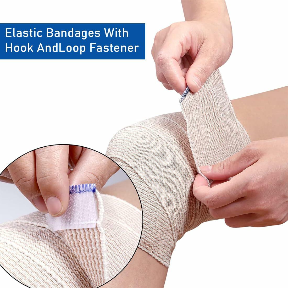 YSYONM Elastic Bandage Wrap 6 Pack 4 Inch Latex Free Compression Self-Closing