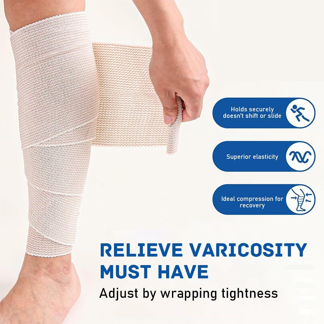 YSYONM Elastic Bandage Wrap 6 Pack 4 Inch Latex Free Compression Self-Closing