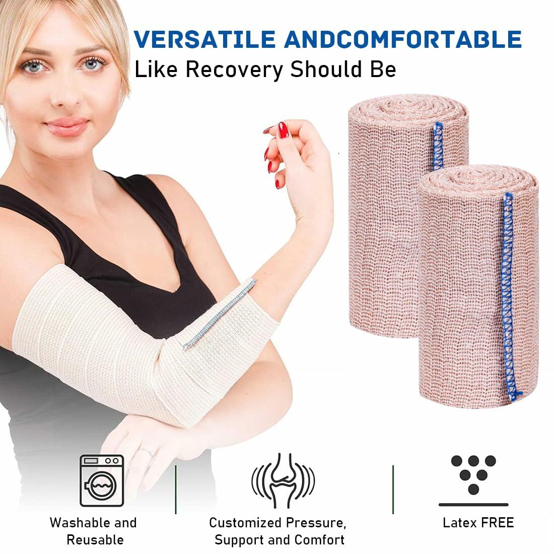 YSYONM Elastic Bandage Wrap 6 Pack 4 Inch Latex Free Compression Self-Closing