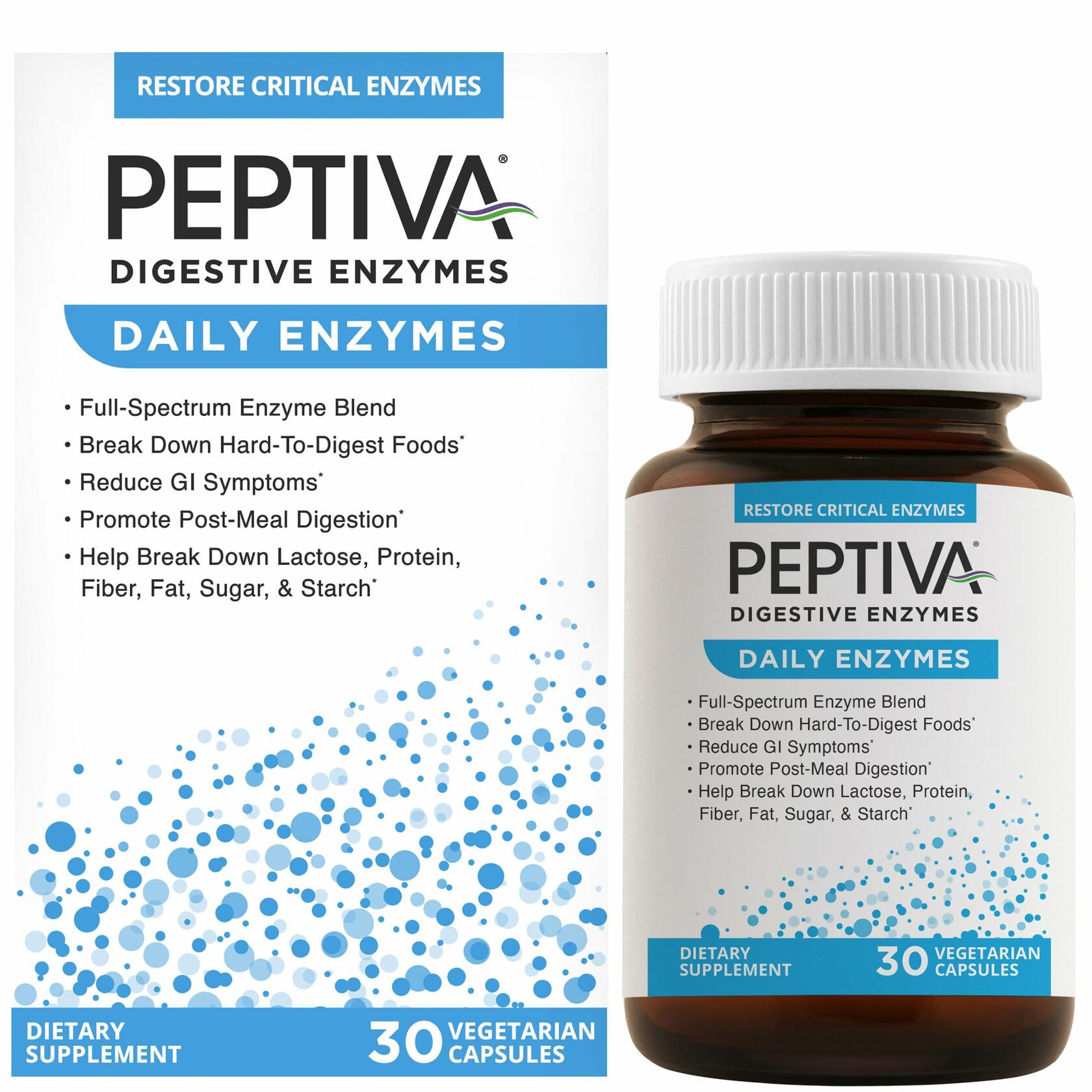 BestBy01/25 Peptiva Daily Digestive Enzymes Full-Spectrum Digestive Health