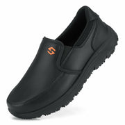 HISEA Men's Non Slip Water Oil Resistant Leather Work Shoes Black Size 9