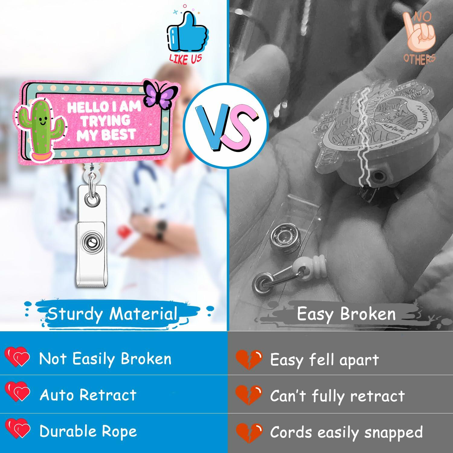 Hitluste Funny Nurse Badge Reel Retractable Clip Acrylic Medical Badge Holder