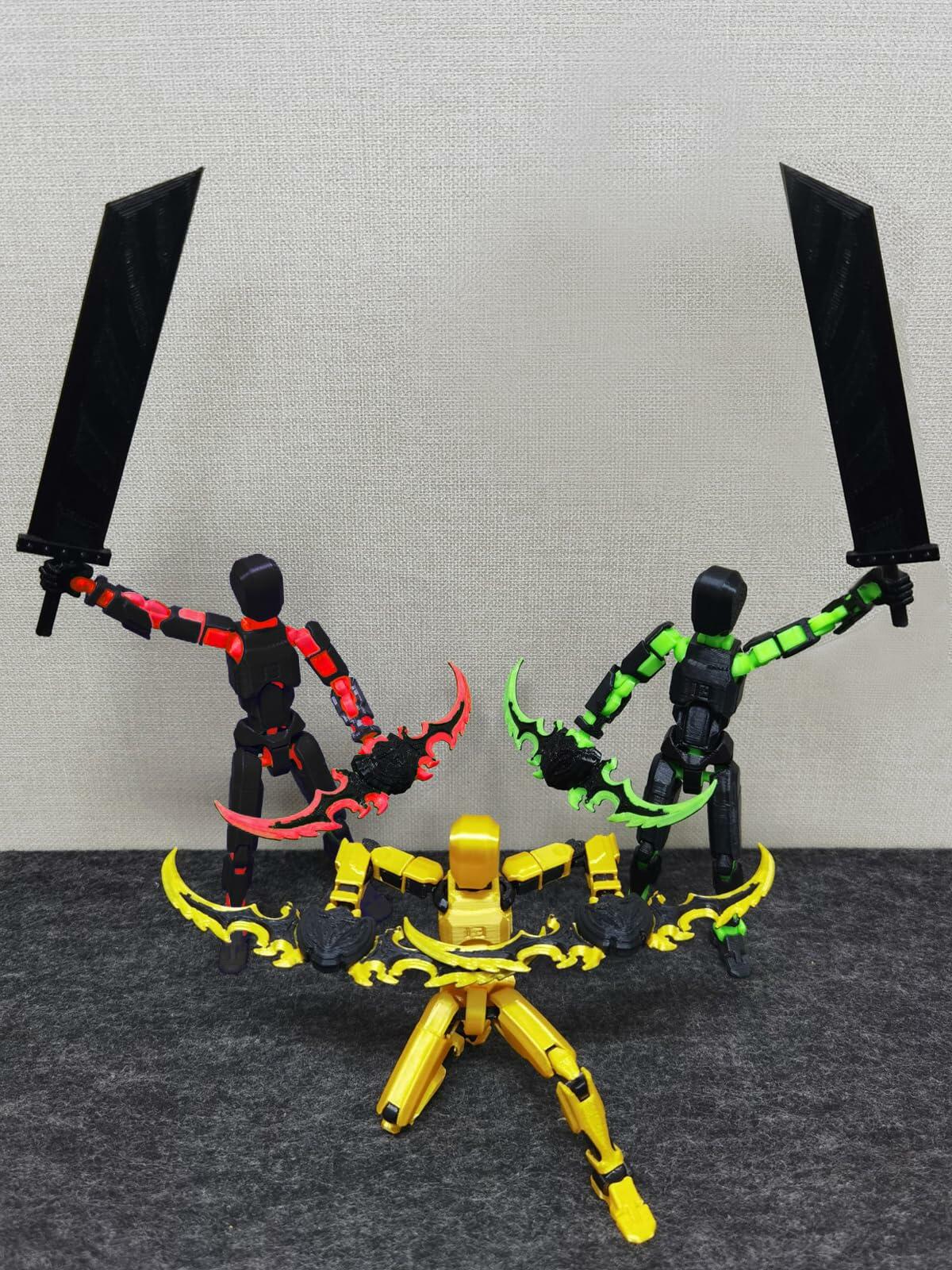 apcute T13 5.5" Multi-Jointed Action Figure Robot with Weapons Black Green