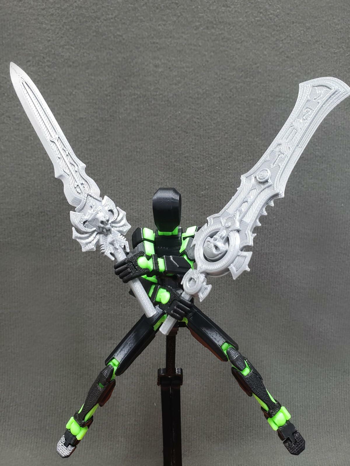 apcute T13 5.5" Multi-Jointed Action Figure Robot with Weapons Black Green