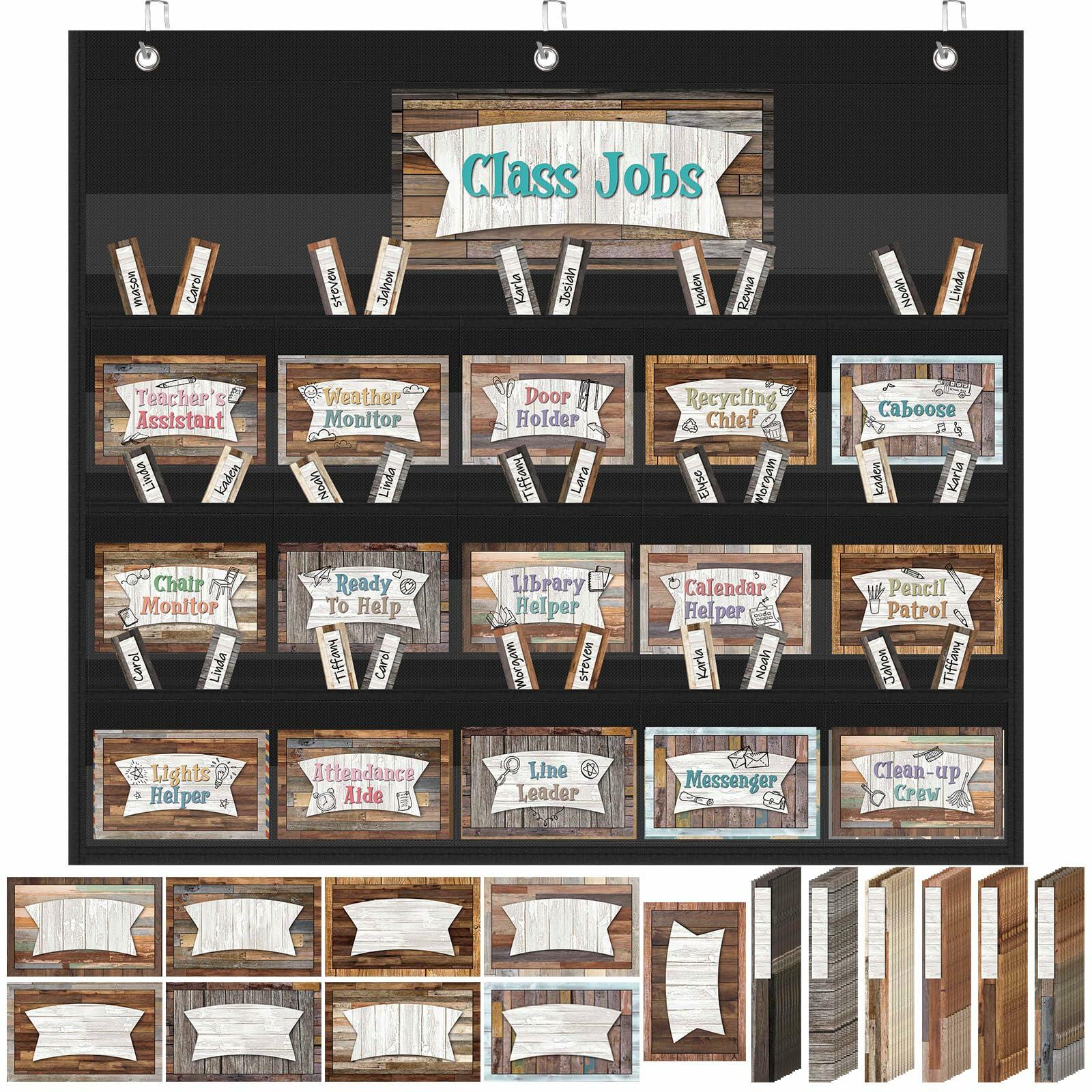 Fulmoon 86 Pc Class Jobs Pocket Chart Set Teacher Helper Home Sweet