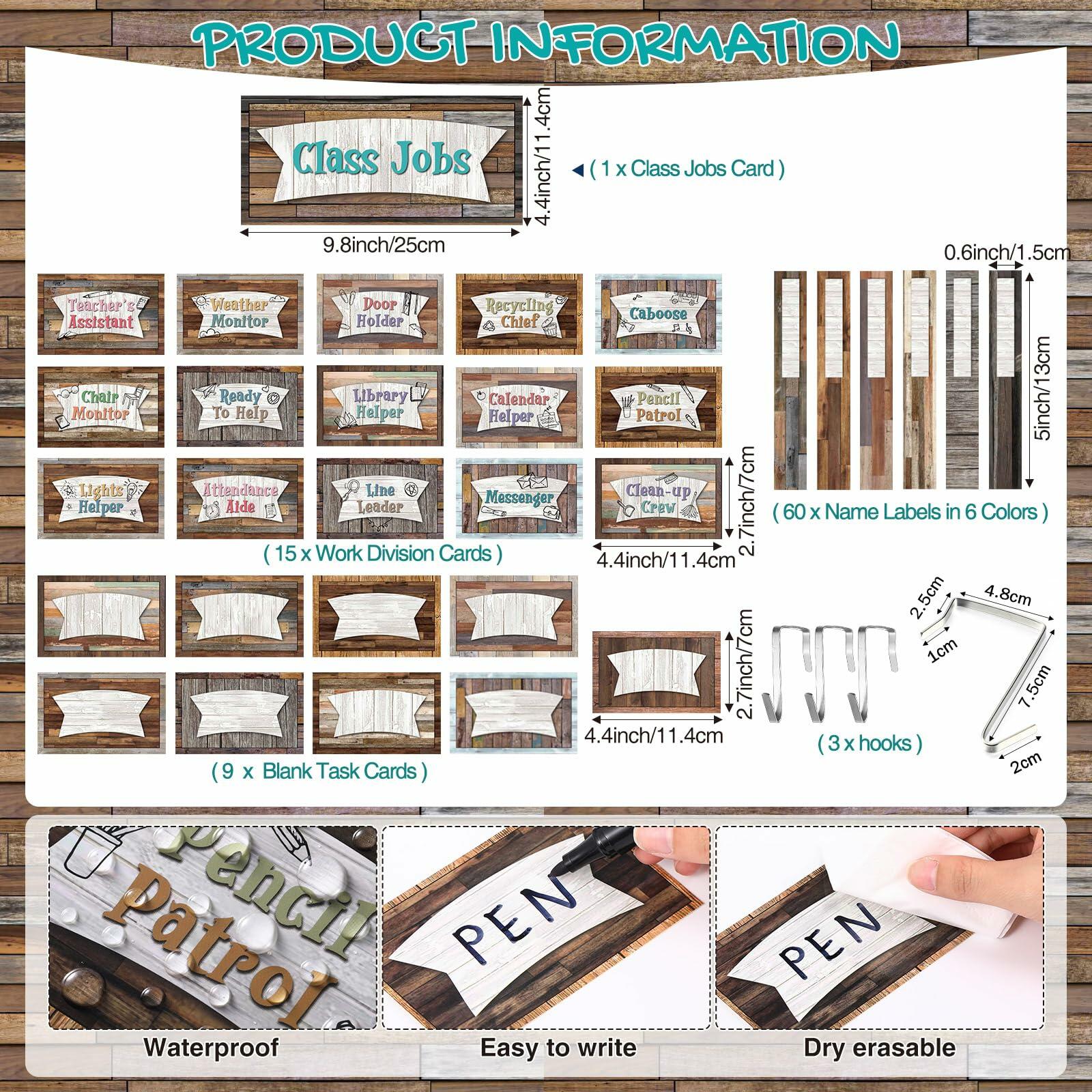 Fulmoon 86 Pc Class Jobs Pocket Chart Set Teacher Helper Home Sweet