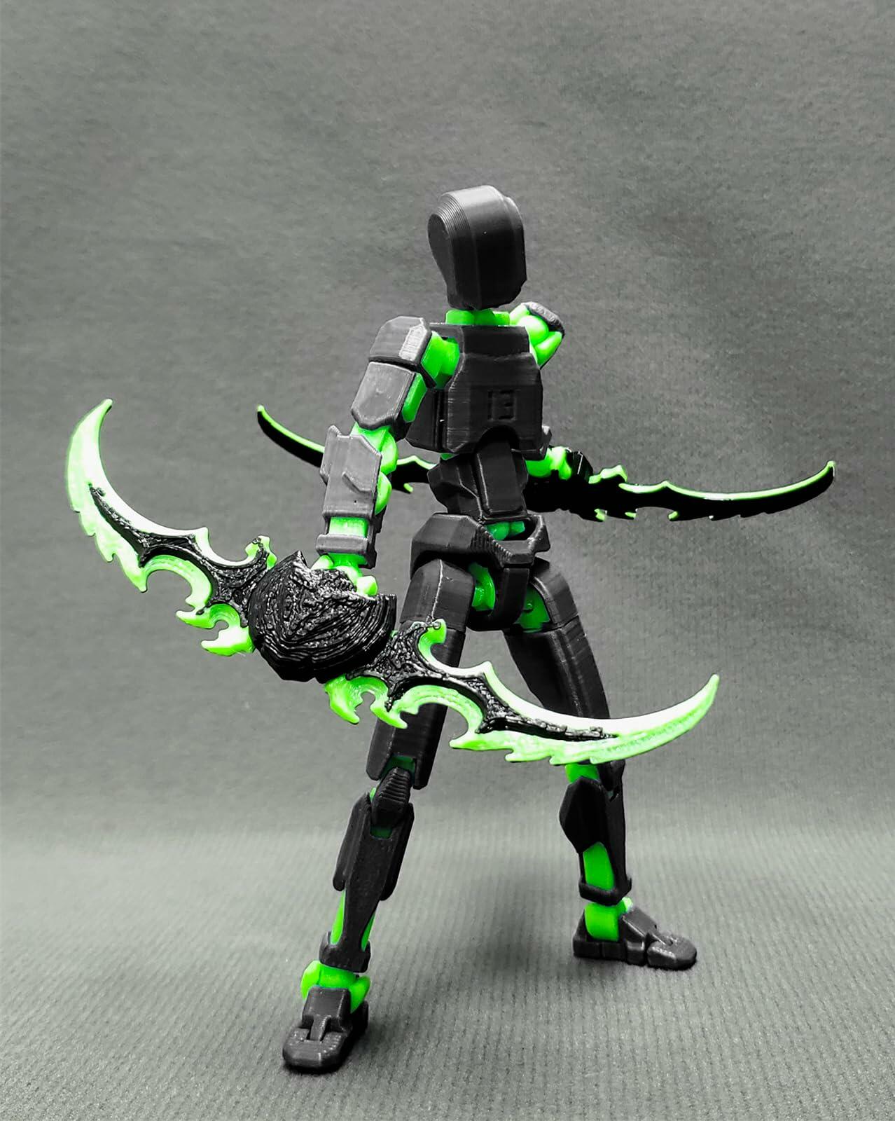 apcute T13 5.5" Multi-Jointed Action Figure Robot with Weapons Black Green
