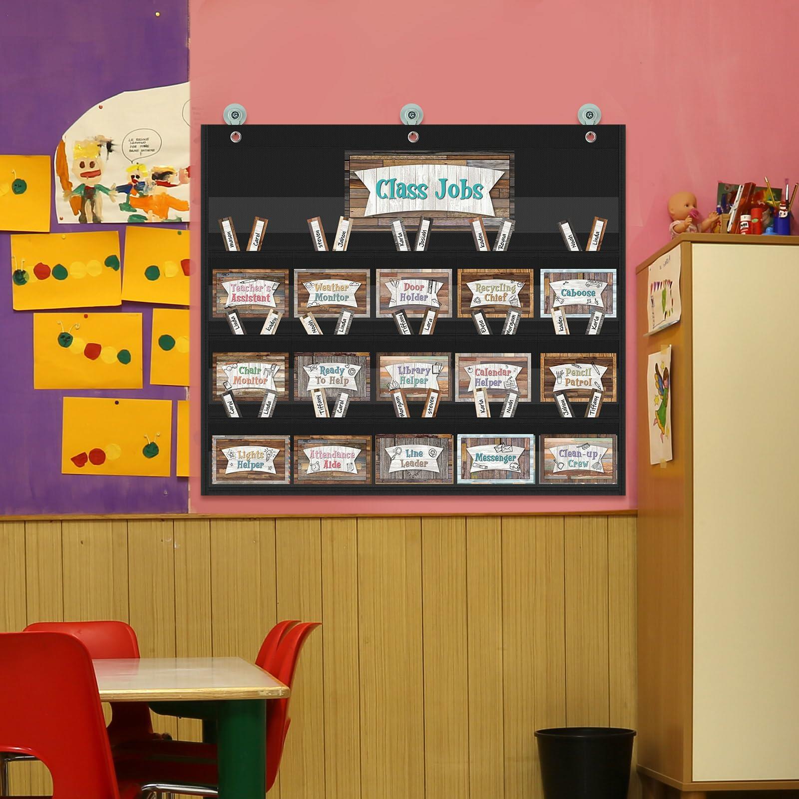 Fulmoon 86 Pc Class Jobs Pocket Chart Set Teacher Helper Home Sweet