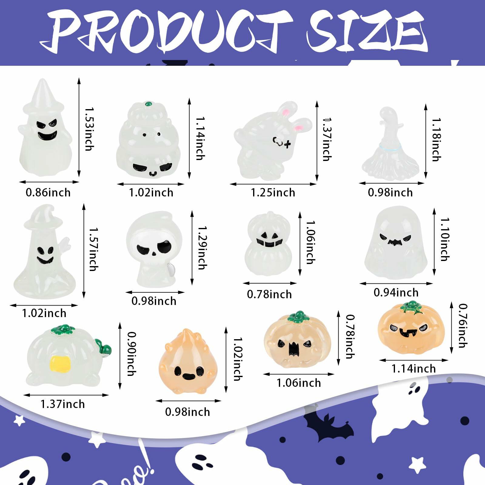 CCINEE 12pcs Halloween Mini Resin Tombstone Pumpkin Ghost Figurines Luminous