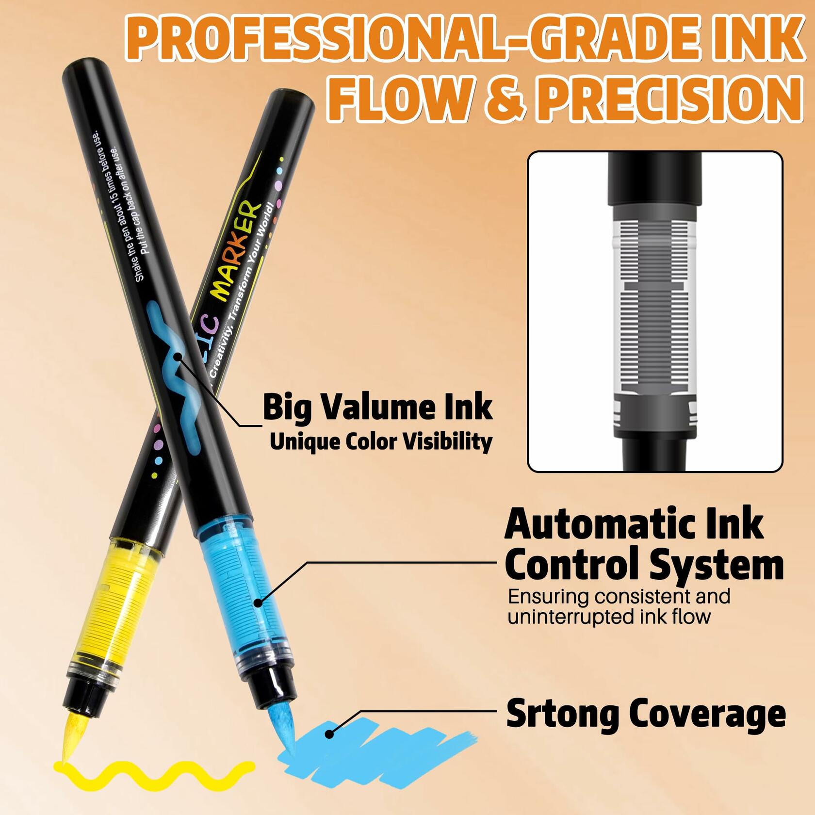 WINSONS 24 Colors Direct Liquid Ink Permanent Acrylic Markers Multi-Surface