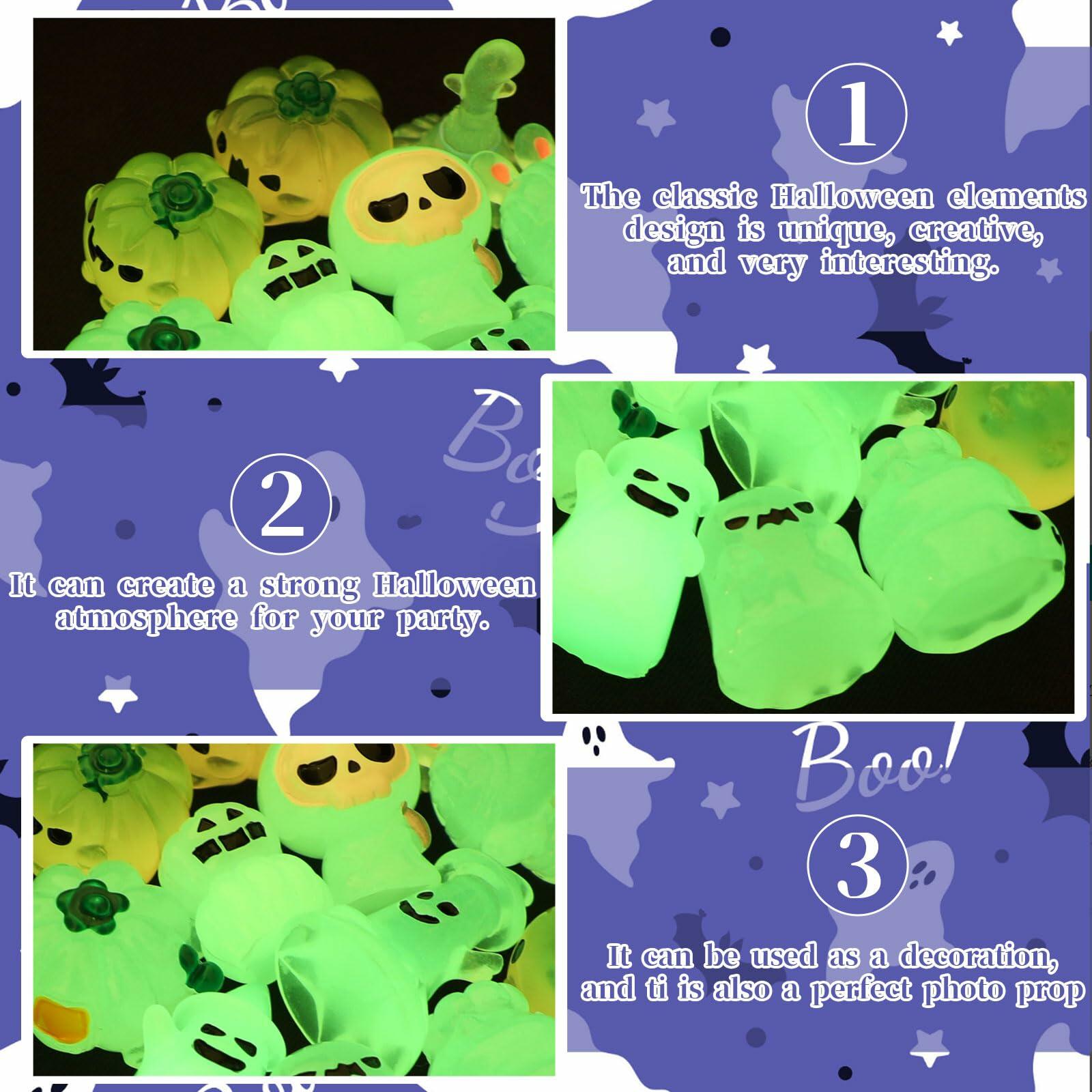 CCINEE 12pcs Halloween Mini Resin Tombstone Pumpkin Ghost Figurines Luminous