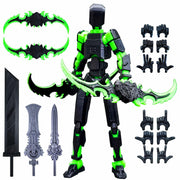 apcute T13 5.5" Multi-Jointed Action Figure Robot with Weapons Black Green