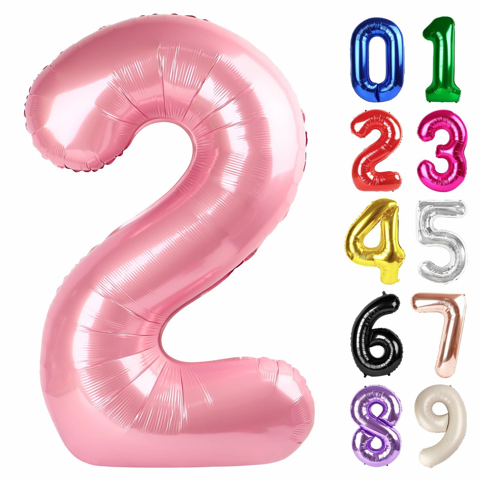KEXINGTUO 2 Pearlescent Pink Number Foil Balloons 40 Inch Birthday Party