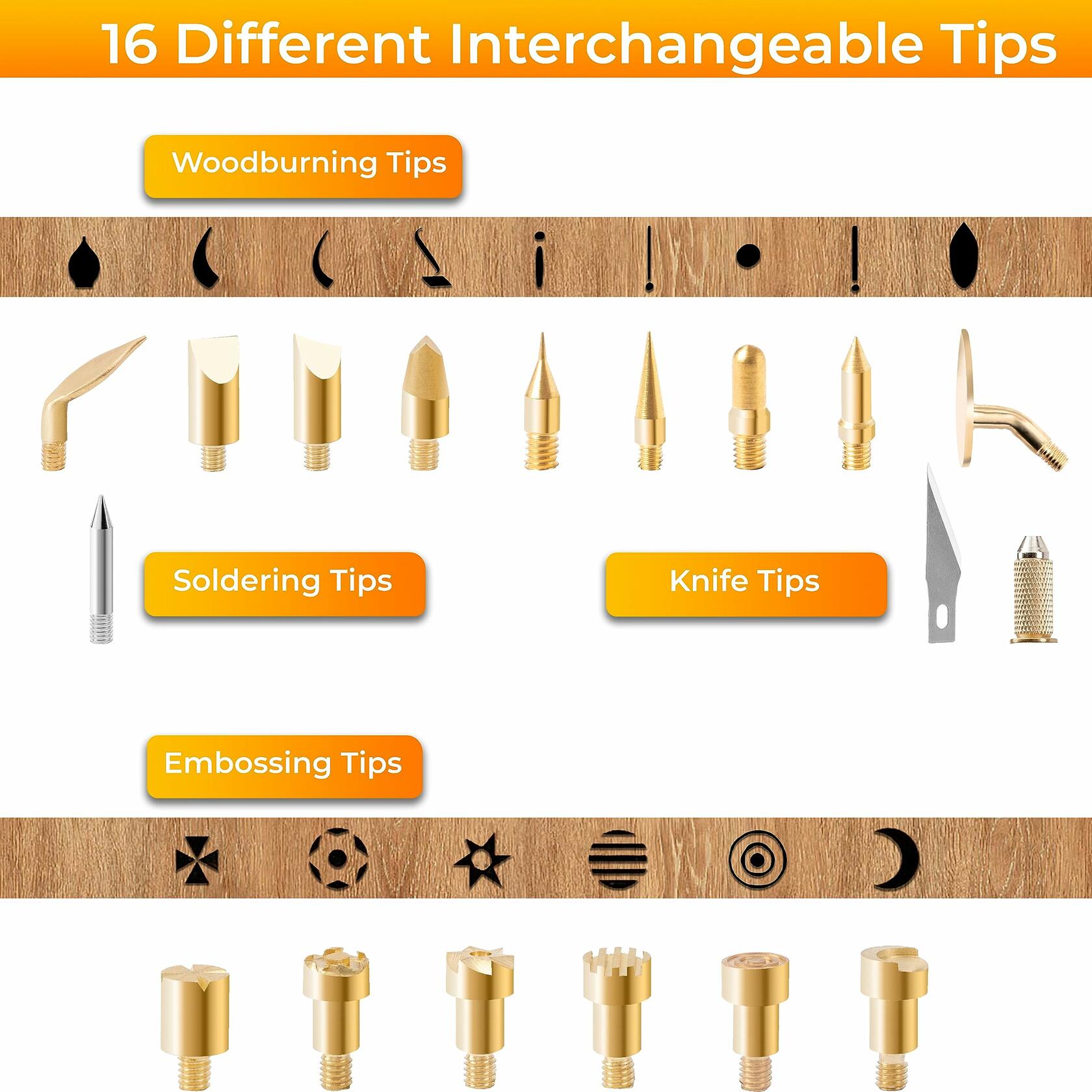 Wood Burning Kit 22PCS Adjustable Temp Pen with 18 Tips & Accessories Case