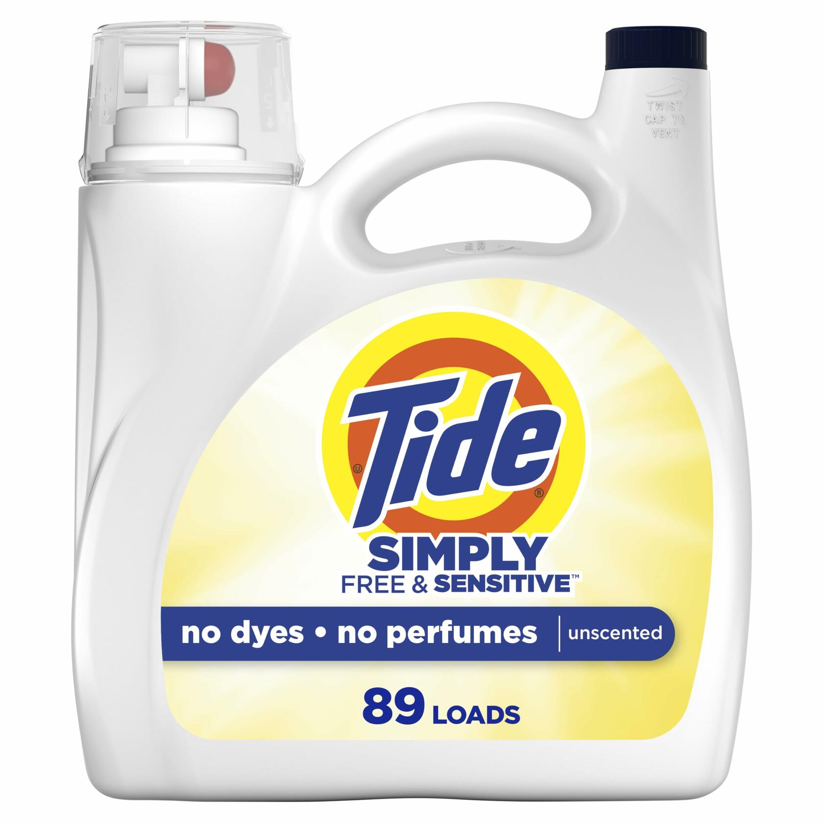 Tide Simply Liquid Laundry Detergent Free & Sensitive Scent 117 fl oz 89 Loads