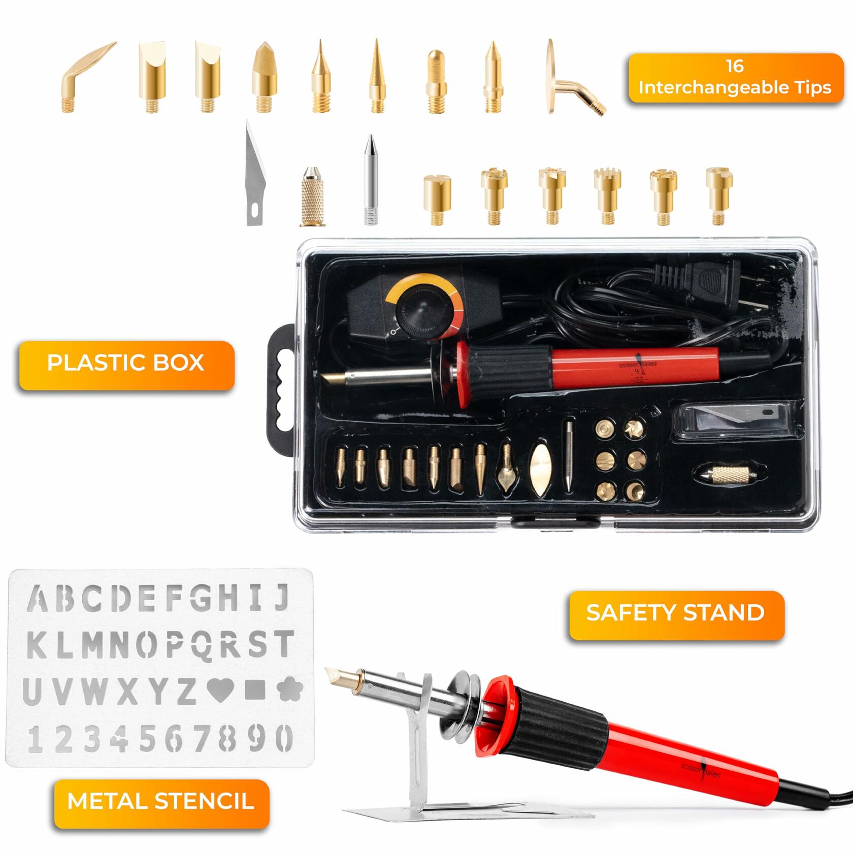 Wood Burning Kit 22PCS Adjustable Temp Pen with 18 Tips & Accessories Case