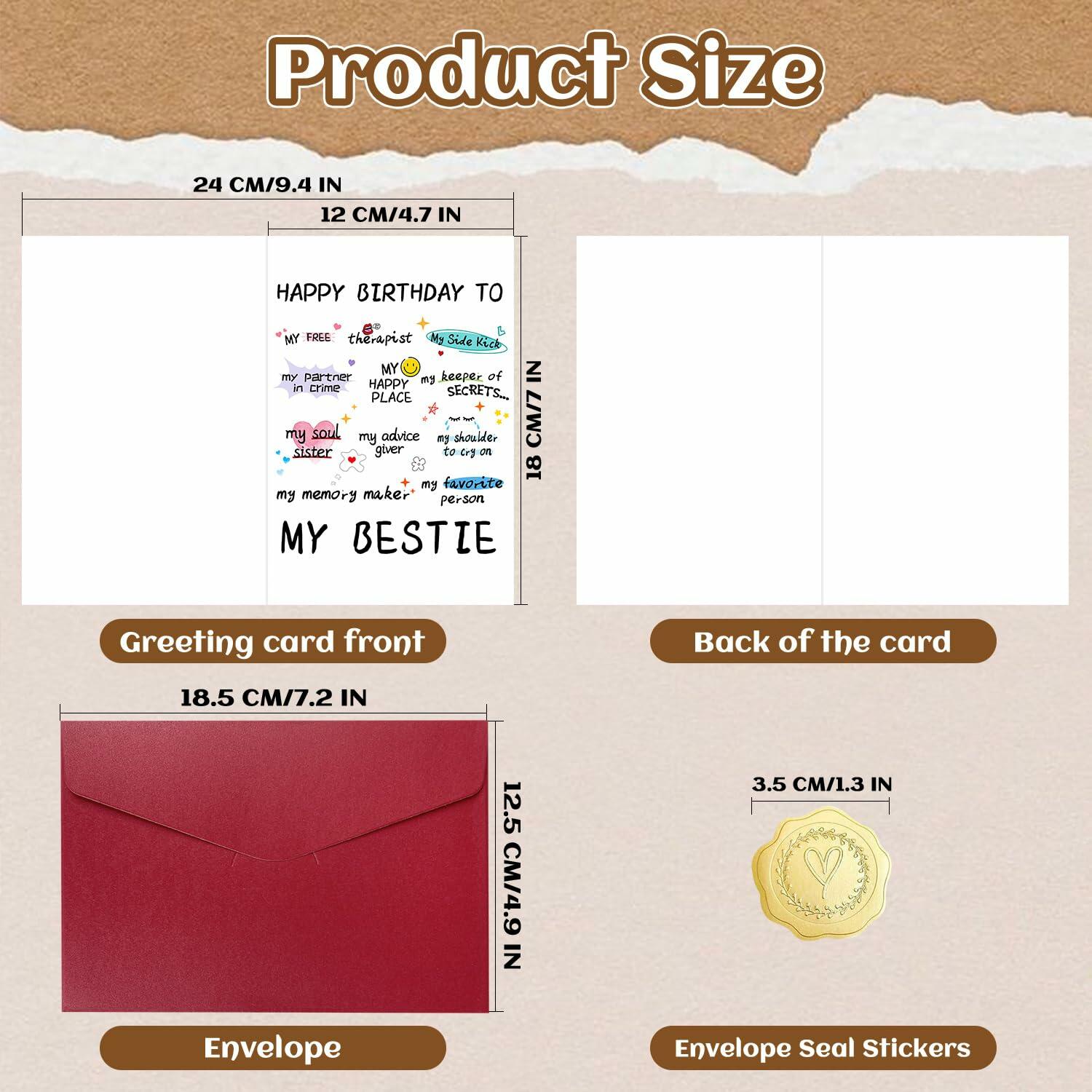 NPCSWXQ Funny Birthday Card for Bestie Friendship 4.7x7.1in with Envelope