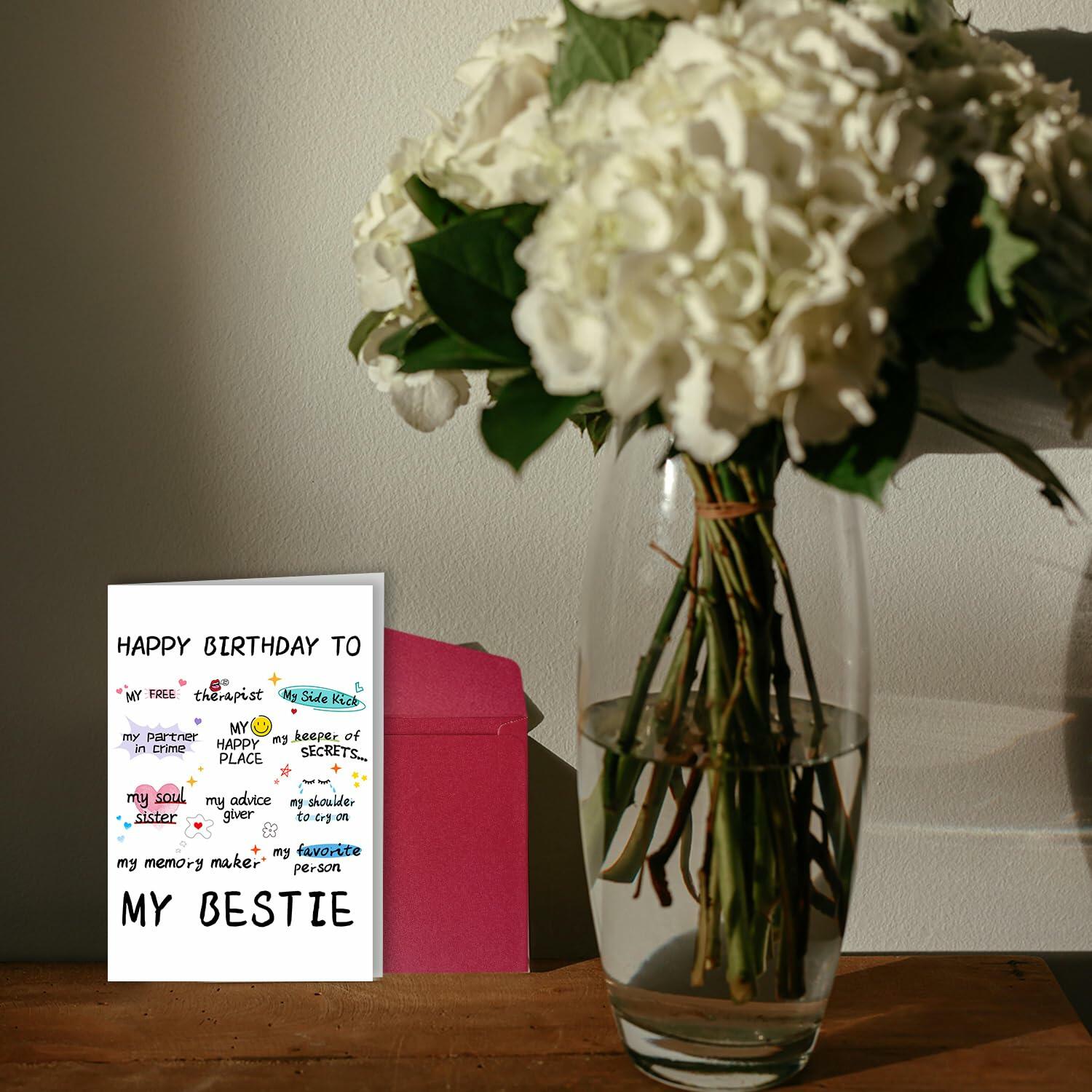 NPCSWXQ Funny Birthday Card for Bestie Friendship 4.7x7.1in with Envelope