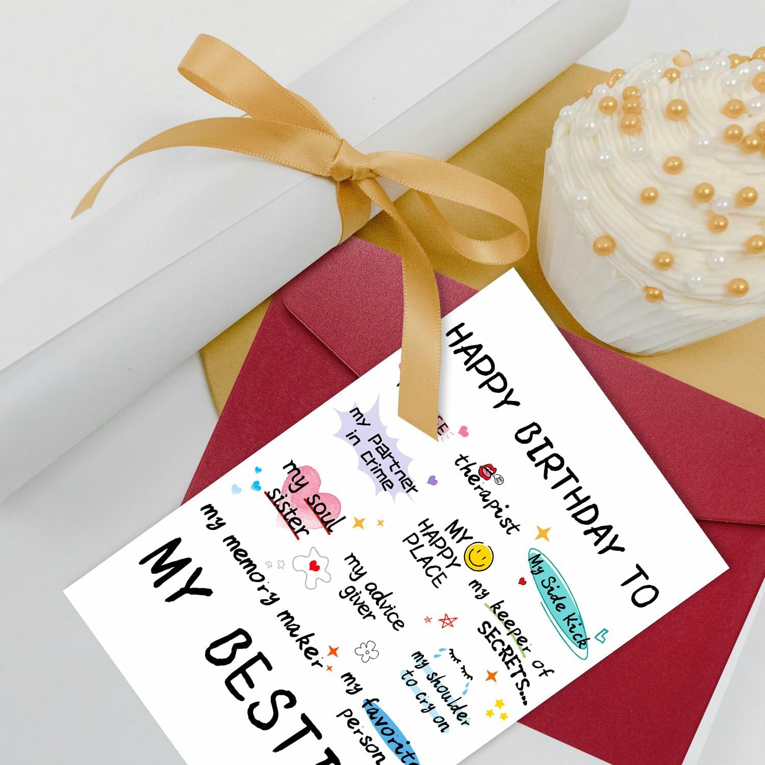 NPCSWXQ Funny Birthday Card for Bestie Friendship 4.7x7.1in with Envelope