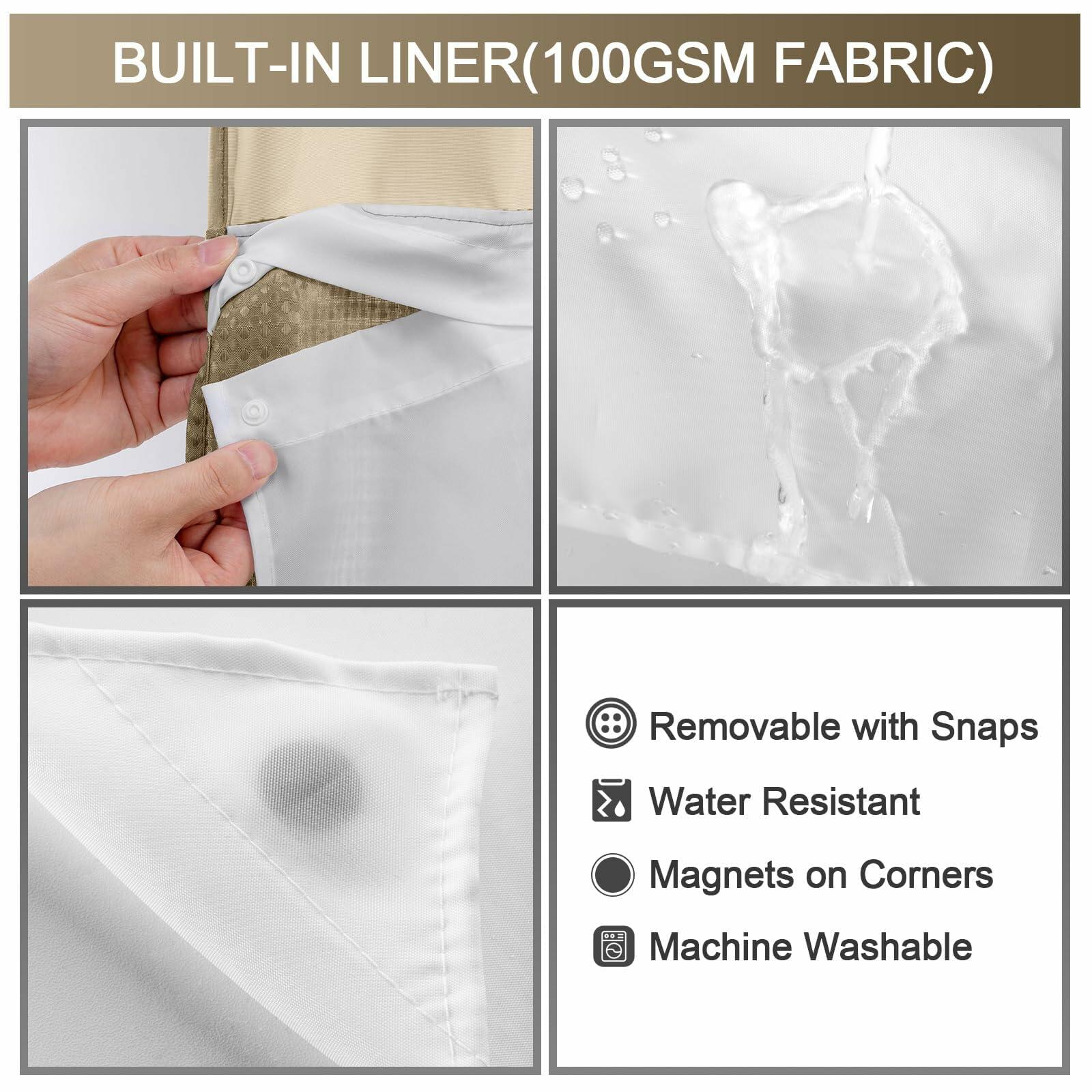YellyHommy No Hook Shower Curtain Snap Liner Set Cyan 87x72