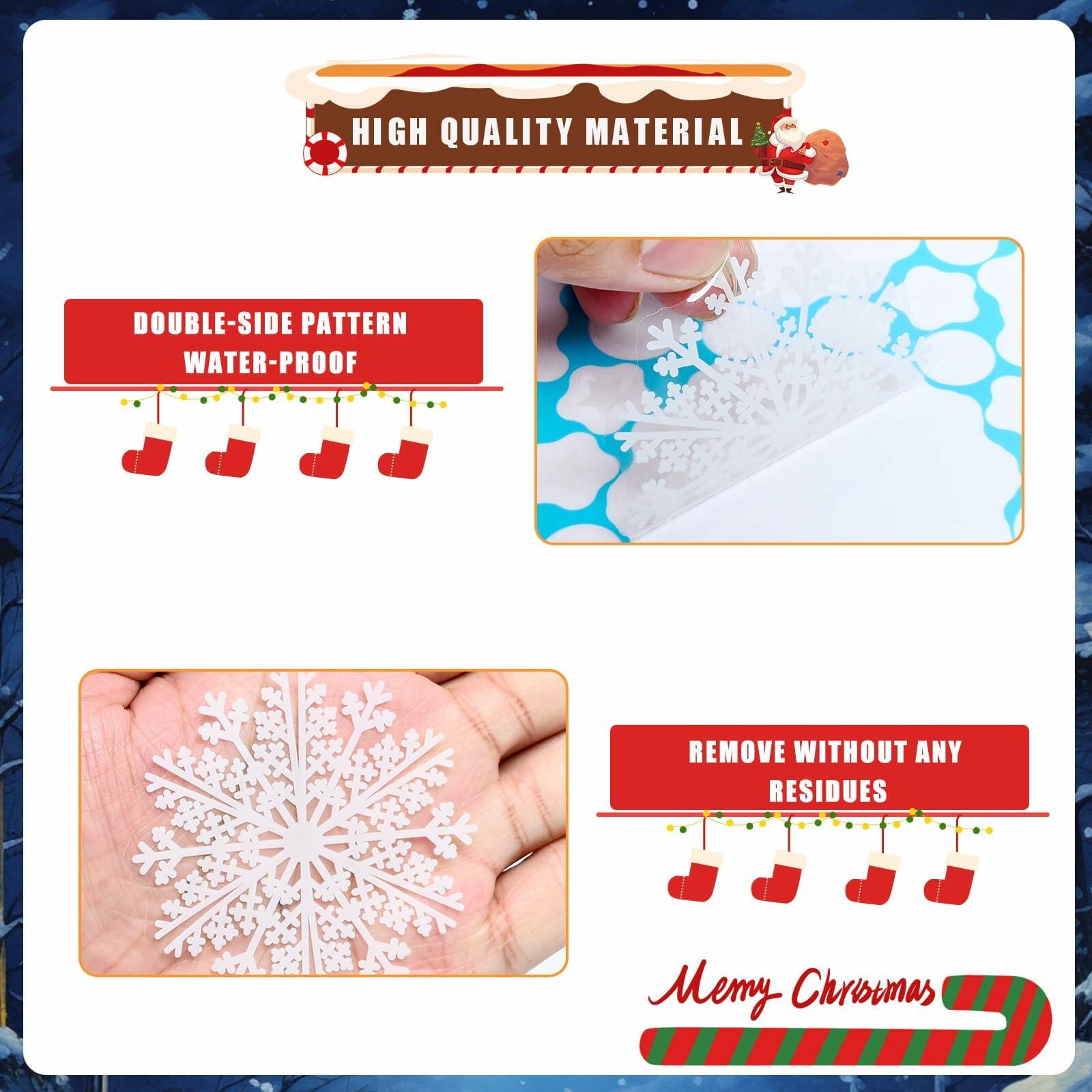 AHEONLAR 142PCS Christmas Window Static Cling Stickers Waterproof White Vinyl