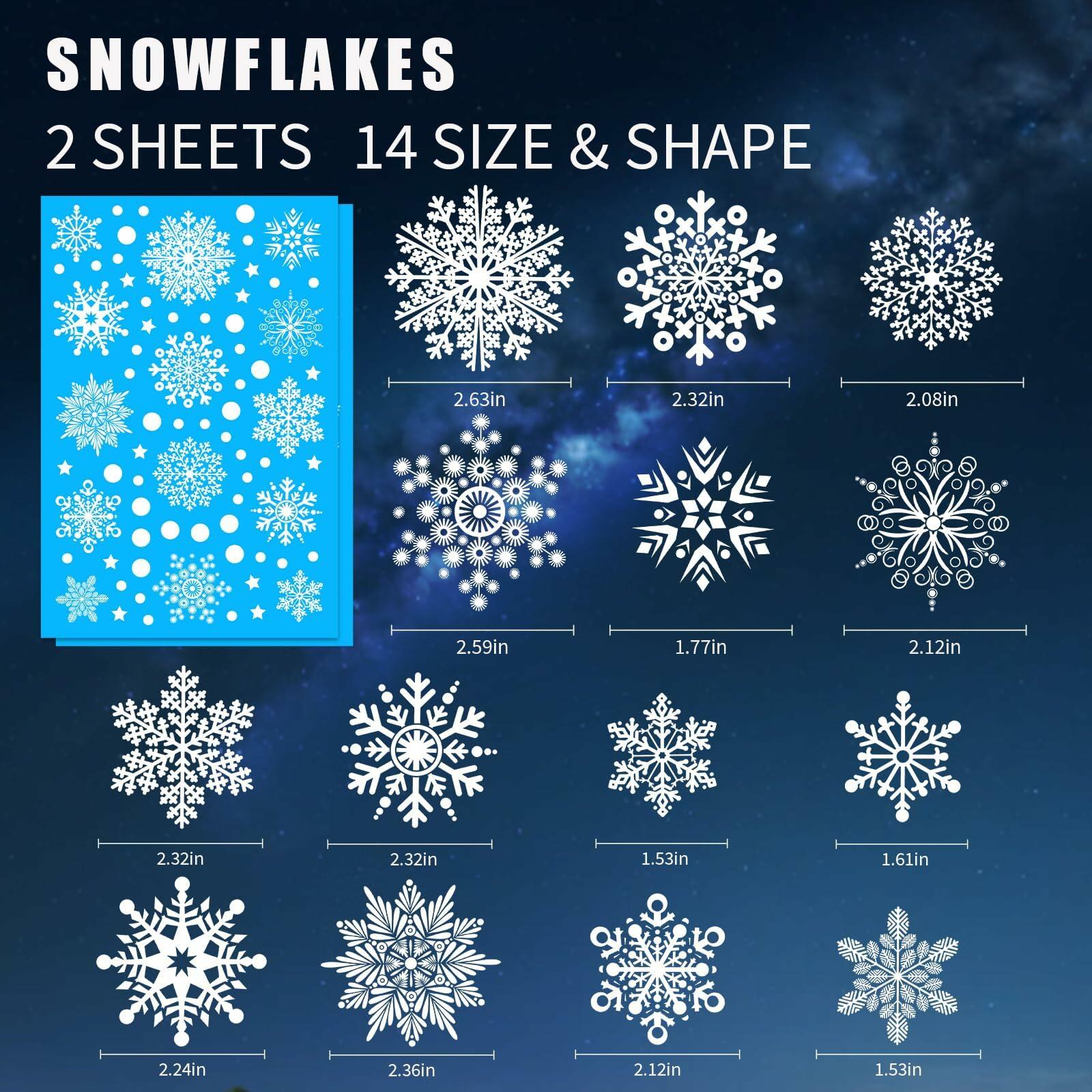 AHEONLAR 142PCS Christmas Window Static Cling Stickers Waterproof White Vinyl