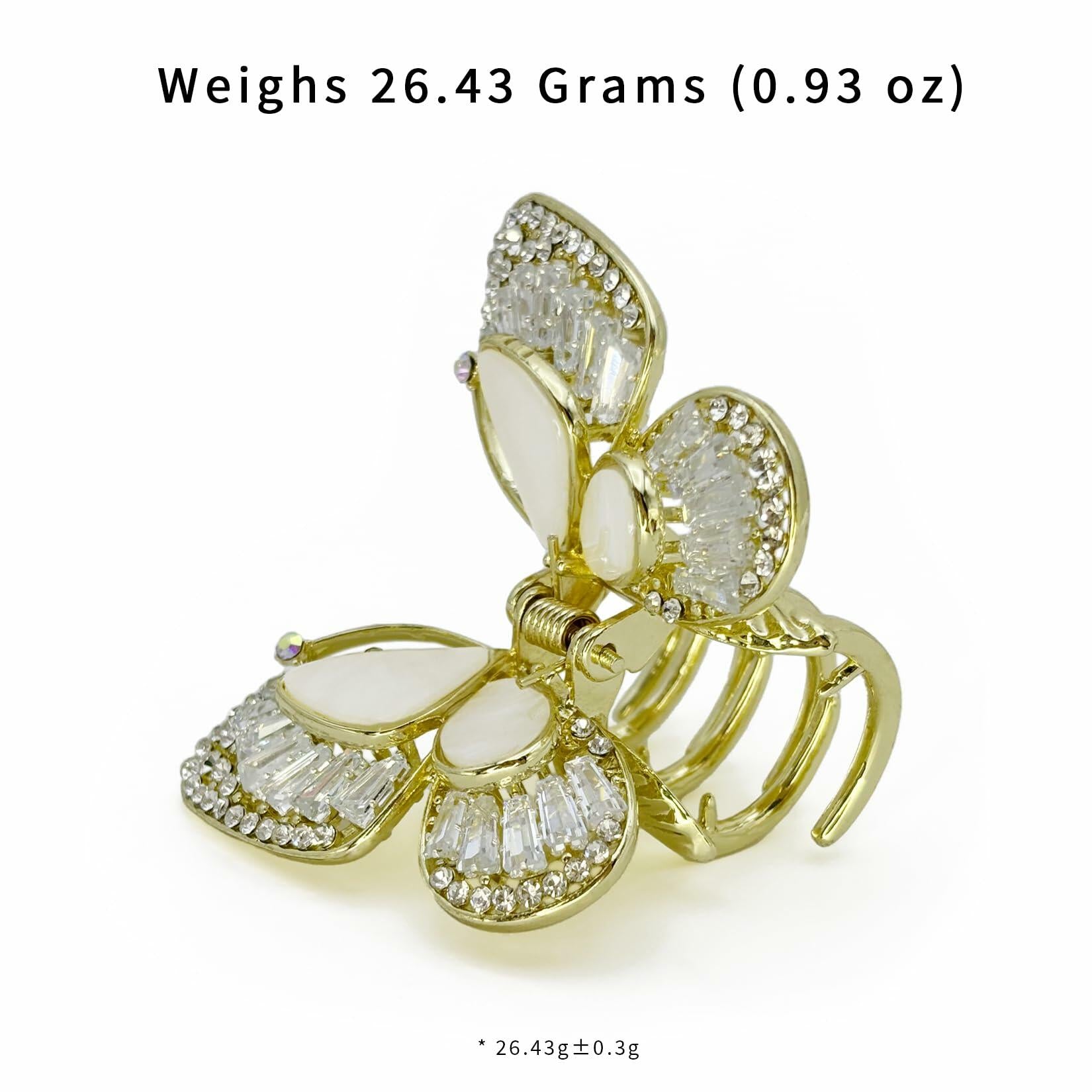 EleOnate Gold Rhinestone Butterfly Claw Clip Medium Size for All Hair