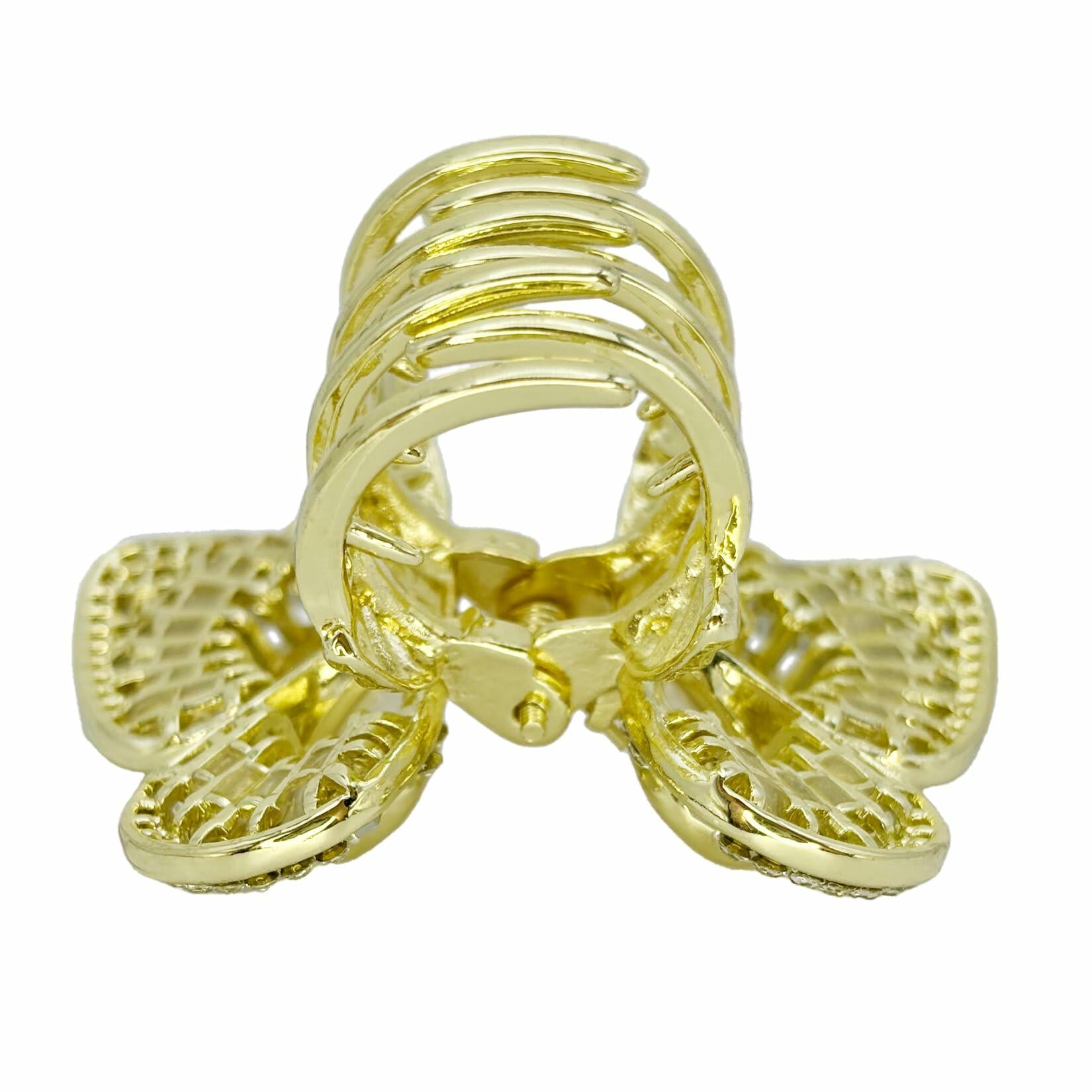 EleOnate Gold Rhinestone Butterfly Claw Clip Medium Size for All Hair