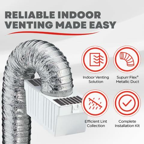 Deflecto Dryer Lint Trap Kit with Supurr-Flex Flexible Metallic Duct Silver