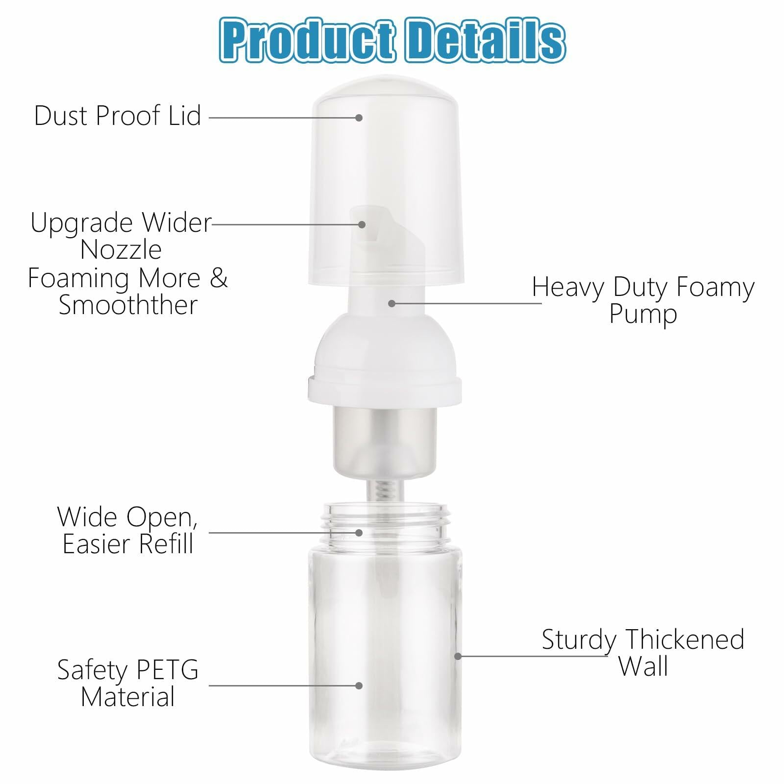 CYEAH 40 Pcs 1oz Clear Foam Pump Bottles Travel Size Plastic Dispenser