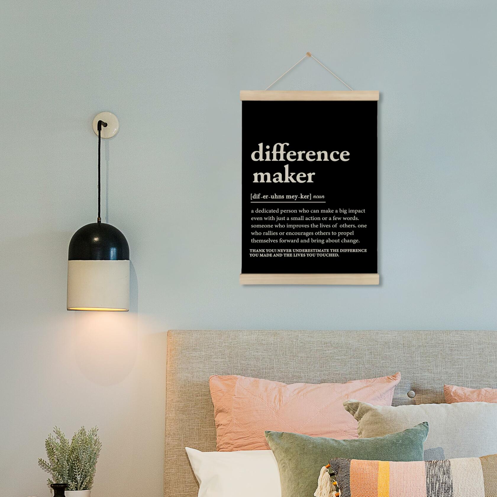 HRQKO Difference Maker Poster Hanger Frame Modern Minimalist 12x16 Black
