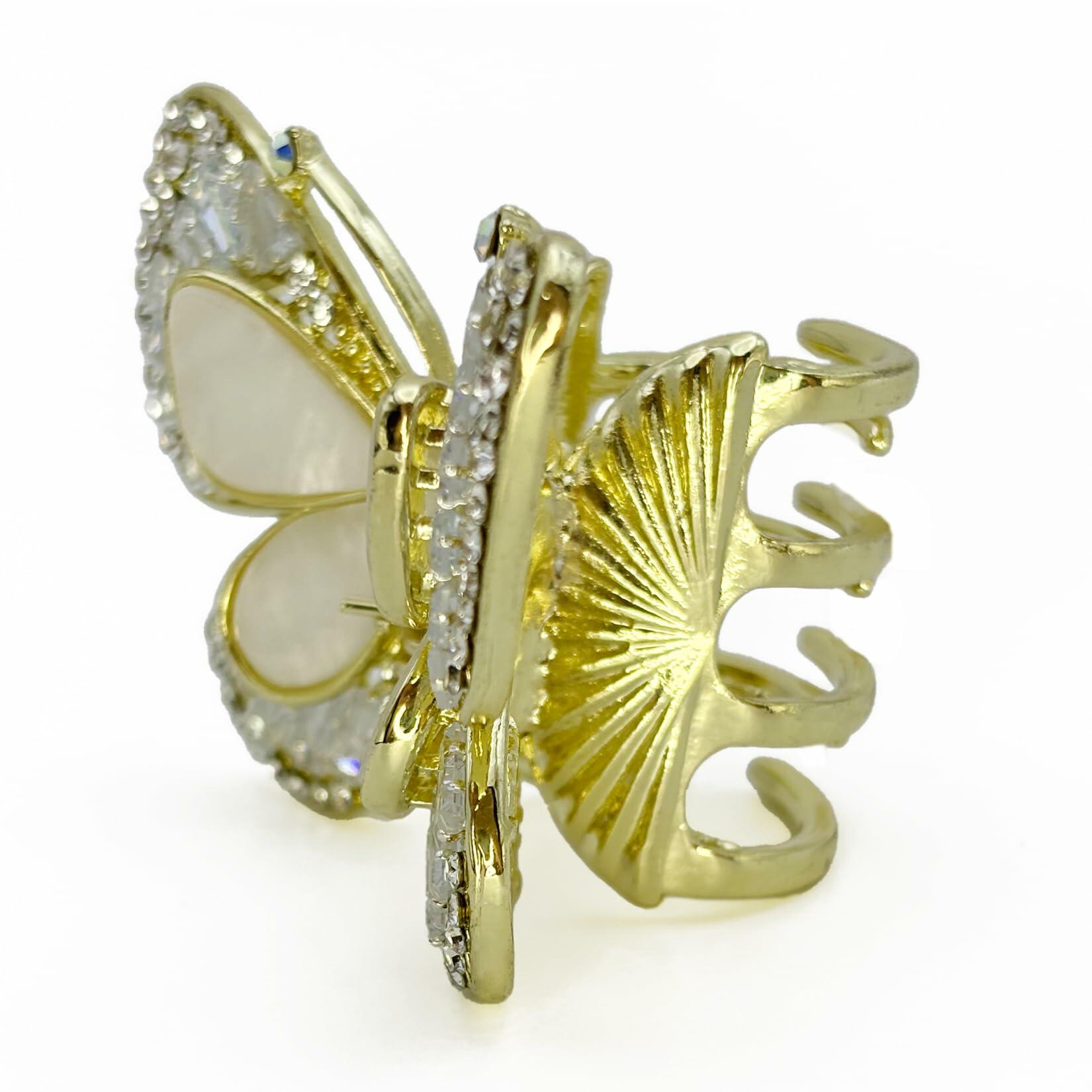 EleOnate Gold Rhinestone Butterfly Claw Clip Medium Size for All Hair