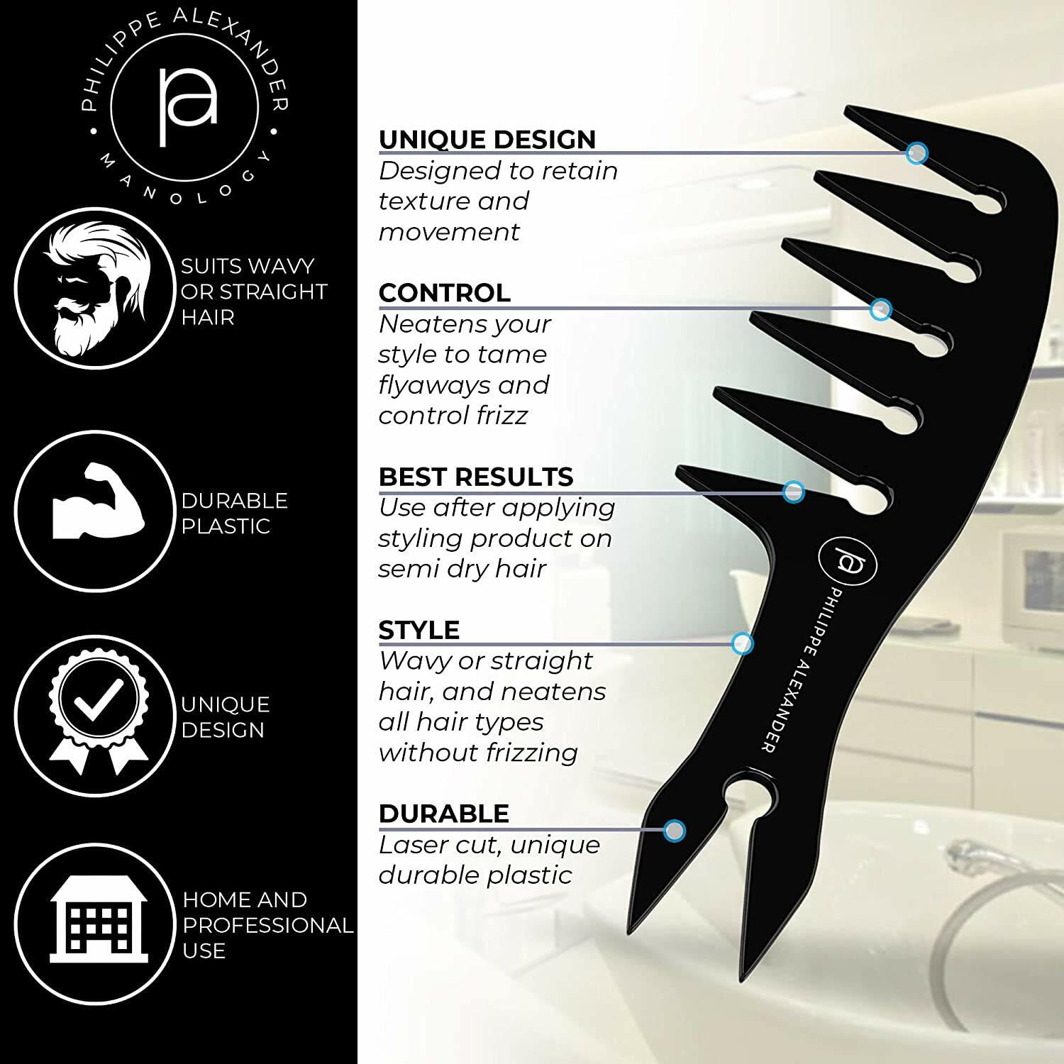 Philippe Alexander Wide Tooth Texturizing Comb Professional Styling Tool