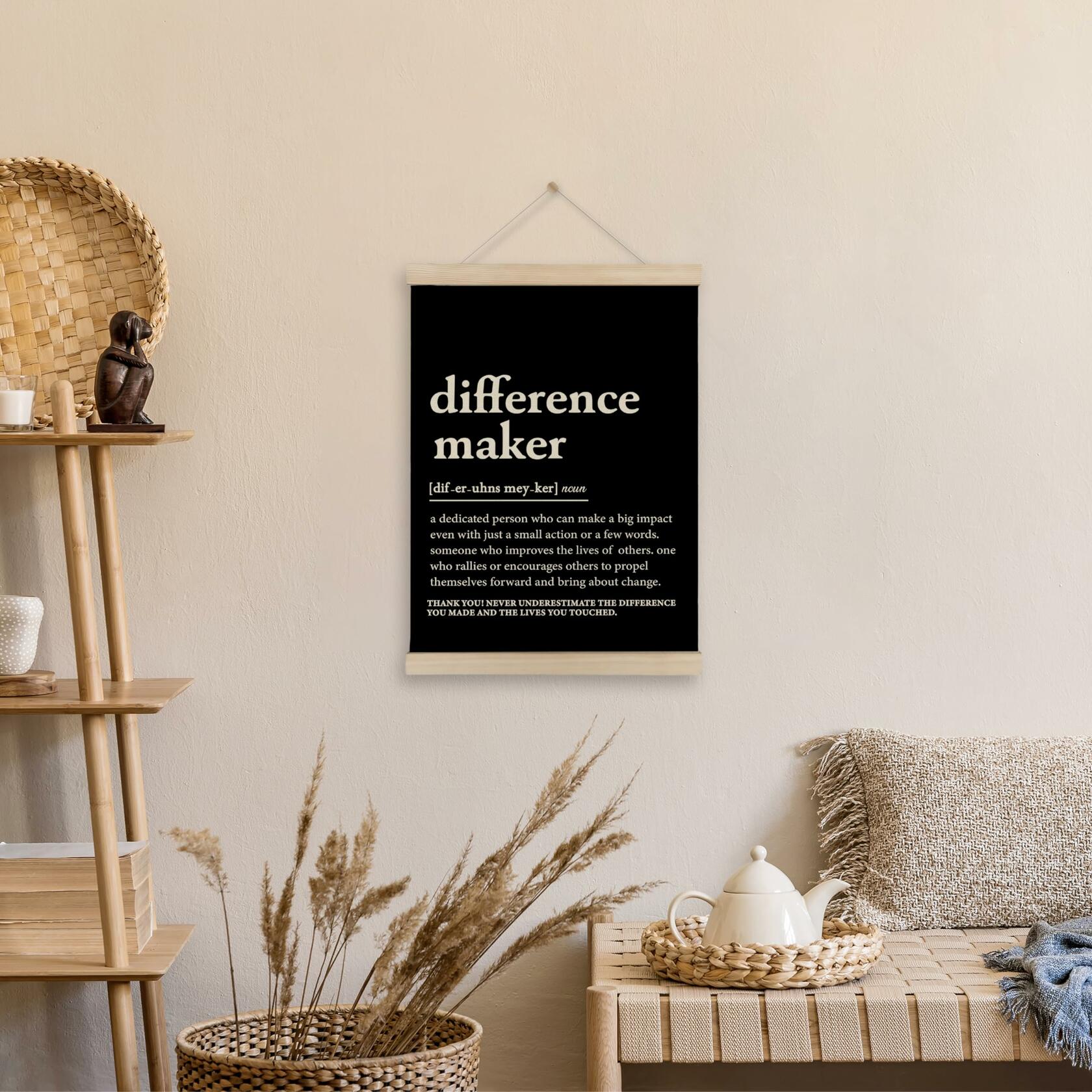 HRQKO Difference Maker Poster Hanger Frame Modern Minimalist 12x16 Black
