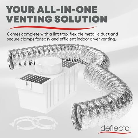 Deflecto Dryer Lint Trap Kit with Supurr-Flex Flexible Metallic Duct Silver