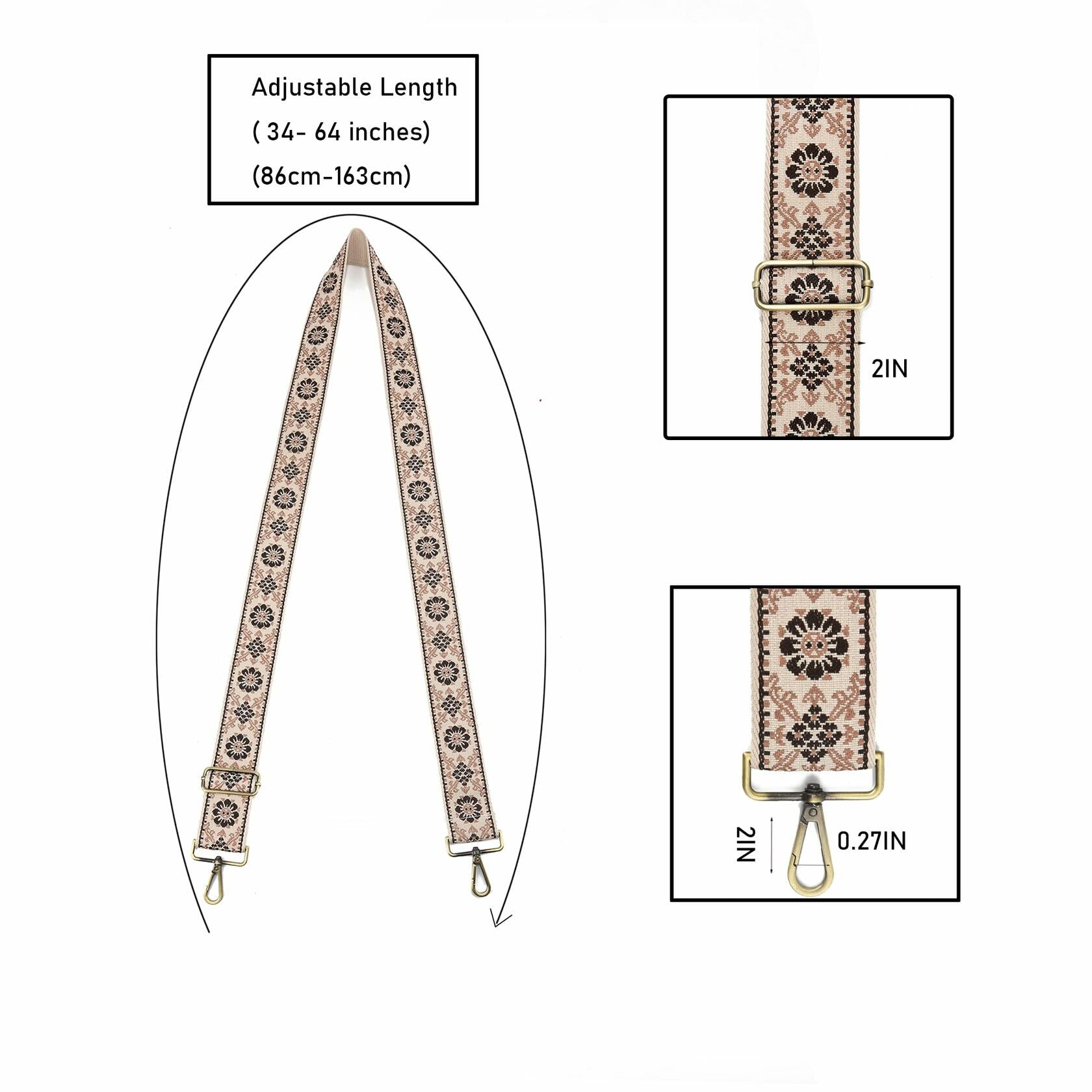 LVYOUME Purse Strap Silver Hardware 2" Wide Adjustable Extra Long Crossbody
