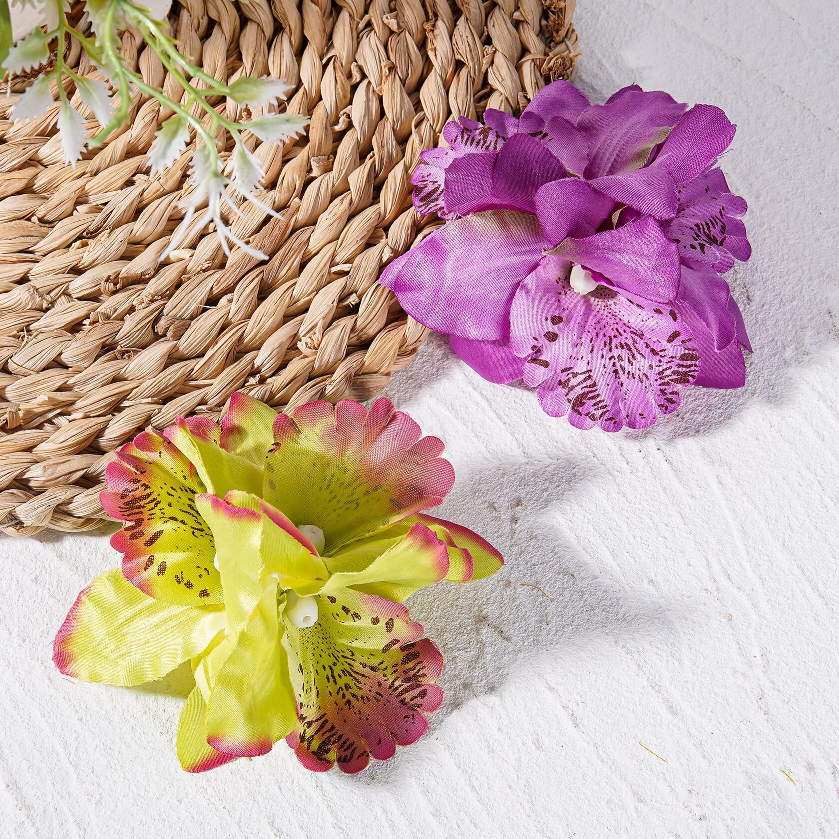 KorViSHOW Hawaiian Flower Hair Clips 10 Pcs Multicolor Plumeria Orchid